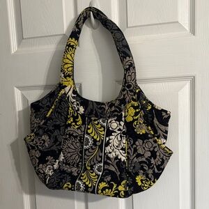 Vera Bradley Baroque Hobo Shoulder Bag Purse Yellow Black Gray